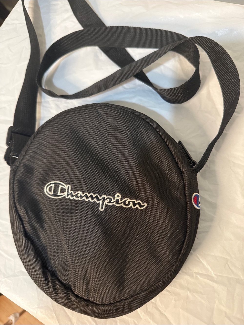 Champion Black Round Crossbody Bag Adjustable Strap